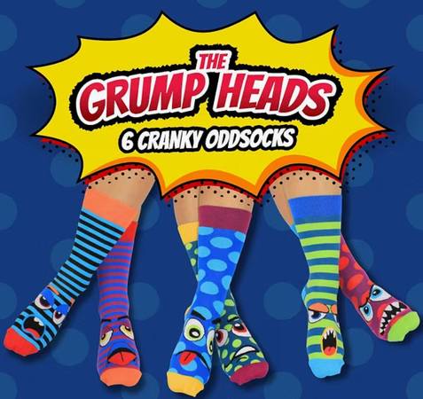 GRUMP Heads Odd Socks – United Oddsocks 6 Pack Gift Box 1