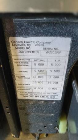Estufa de gas G.E. inoxidable en venta con entrega - $450 (fremont / union city / newark)63439683817729122