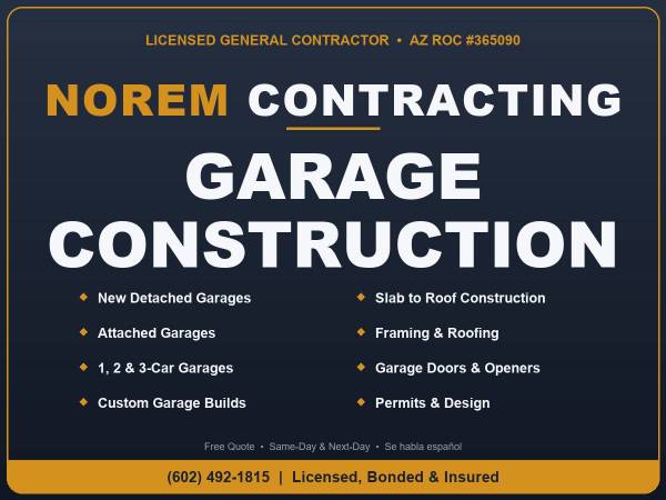 Licensed General Contractor for Building Attached & Detached Garages 1