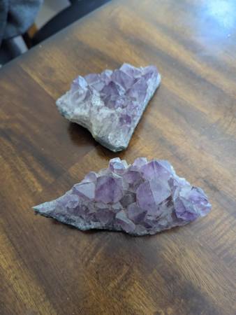 Pair of Natural Amethyst Geode Pieces - Sparkling Purple Crystals 1