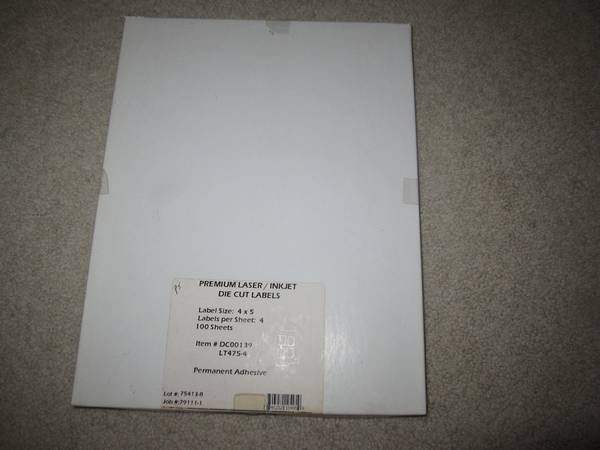Labels Laser Inkjet 4"x5" Box of 400 1