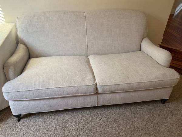 Restoration Hardware White Fabric Sofa 1