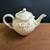 GRACE TEA WARE WHITE GLAZED PORCELAIN TEAPOT w/ RIBBING & APPLIED ROSES 7 thumbnail