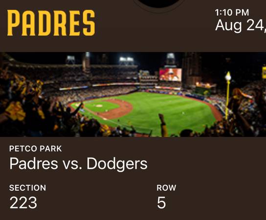 Dodgers vs Padres SUN 8/24 1