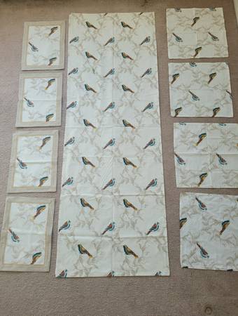 Set of Dining Table Cloth Placemates Napkins Nautical Theme 1