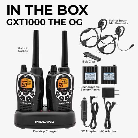 .Midland Radio Two-Way Radio, 50 Channel, GMRS Walkie Talkie set 1