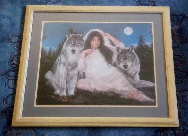 Maija Starlit Night Signed Wolf Print 32x26.75 1