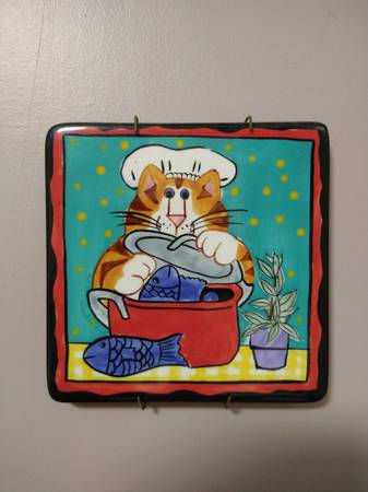 Catzilla Candace Reiter Cat Ceramic Trivet Hot Plate Tile 1