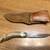 HANDMADE DEER HORN BLADE KNIFE WITH LEATHER SHEETH 2 thumbnail