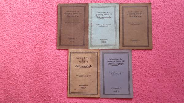 Addressograph instruction books; set of 5; 1923-1927 1