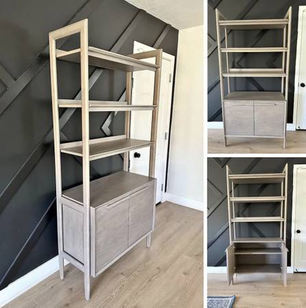 Tate 36"  Grey 3-Shelf Storage Bookcase Cabinet 1