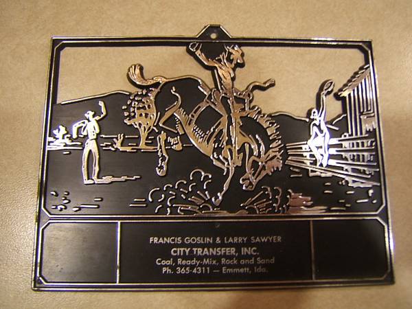 Vintage Calendar Advertising Topper City Transfer Emmett Bucking Bronc 1