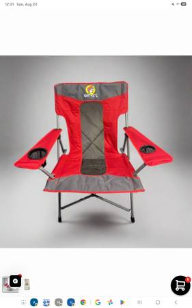 2 Red BUC-EES camping chairs 1