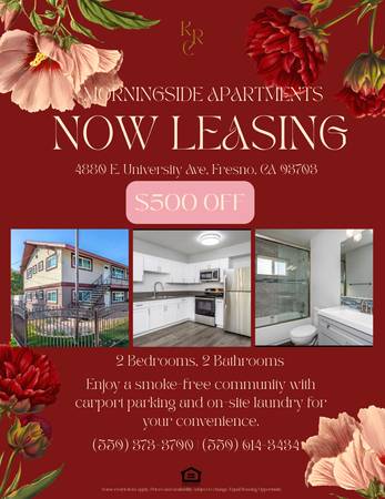 Now Leasing 2BR/2BA Morningside Apartments 1