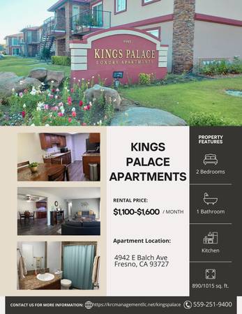 $1 / 2br - Kings Palace Apartments (Fresno,CA)64008333776258120