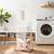 Metal Laundry Station with Basket and Hamper - White 1 thumbnail
