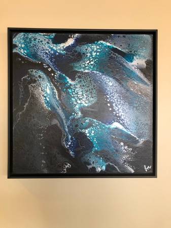 Original fine art “Collision” 24x24 framed professional artist abstract mode 1