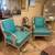 Elegant Pair of French-Style Turquoise Leather Accent Chairs – Vintage Glamour 2 thumbnail
