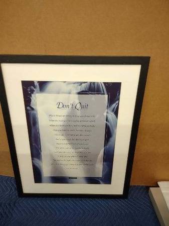"DON'T QUIT" Wood Framed Matted Artwork w/Glass New $249 1
