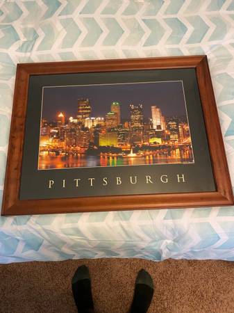 Framed Picture of Pittsburgh Skyline at Night 1