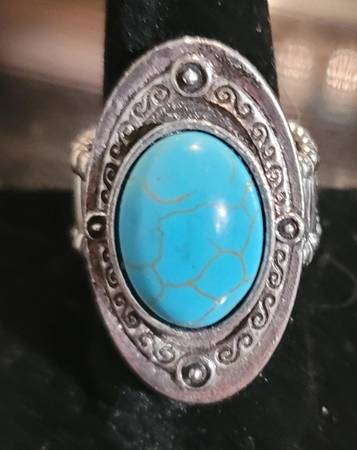 Break Ground Blue Silver Tone And Turquoise Ring 1