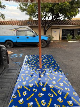 Rams custom made tailgate table for pickup trucks 1