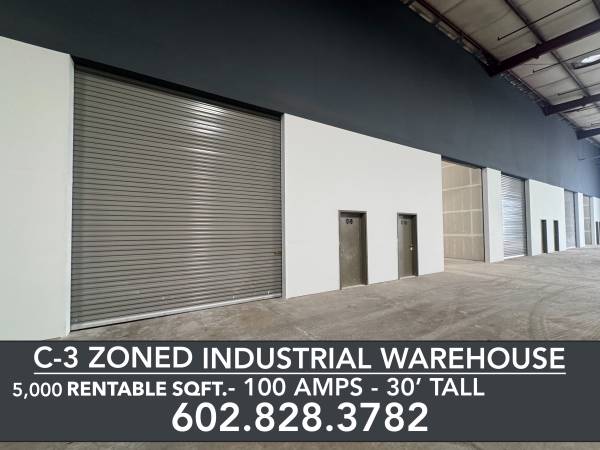 $4,995 / 5000ft2 - C-3 WAREHOUSE W/ 14' OVERHEAD DOOR & DOCK DOOR ACCESS (28TH AVENUE & INDIAN SCHOOL)64024823450497120