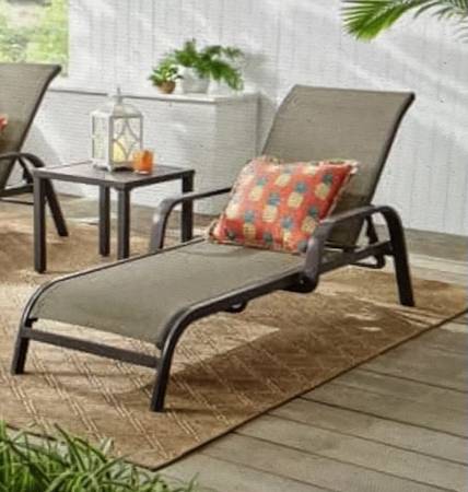 Home Decorators Aluminum Dark Taupe Sling Outdoor Stack Chaise Lounge 1