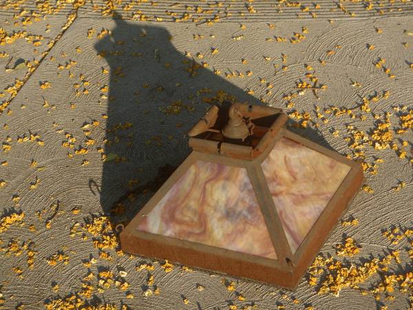 vintage, rustic, slag glass swag pendant light shade 1