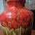 14" Hand Made Red/Brown/Tan Drip Glaze Vase 5 thumbnail