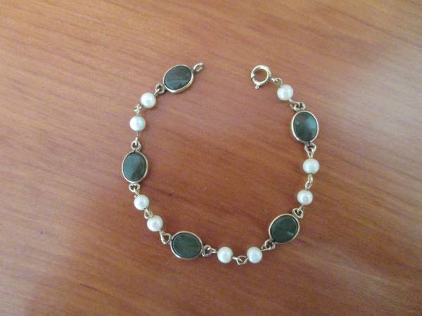 vintage Pearl & Jade gold bracelet 1