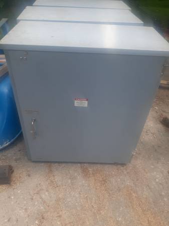 Industrial electrical boxes (3).Would be good for lockable storage. 1