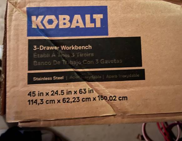 Kobalt 36 pulgadas H, banco de trabajo de madera con 3 cajones de acero inoxidable cepillado, ¡nuevo! - $300 (Stockbridge)63469932215425122