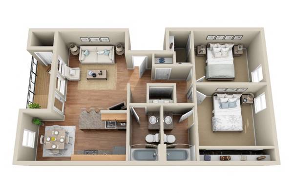 $1,800 / 2br - 961ft2 - Ideal Floorplan For Roommates - No Need To Share Your Space! (Clackamas, OR)63672512327937123