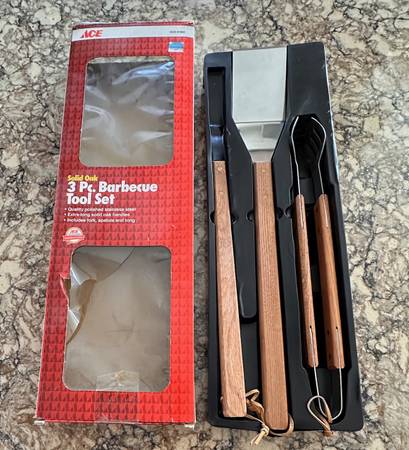 Moving sale: Ace Solid Oak 3-Piece BBQ Tool Set 1
