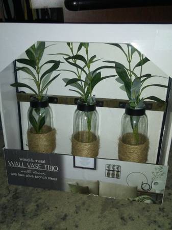 Wood & Metal Wall Base Trio! Brand New! 1