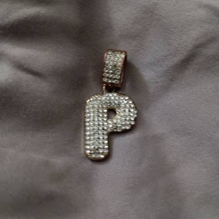 Initial "P" Faux Diamonds Pendant Charm Bracelet Necklace Jewelry 1