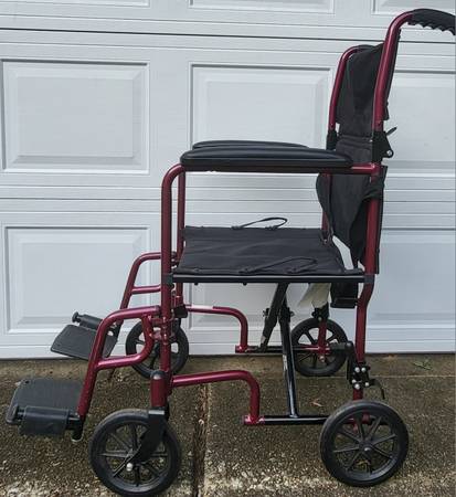 Lightweight Transport Wheelchair, 19" Seat, Red 1