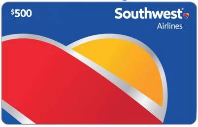 Southwest Airlines $500 gift card 1