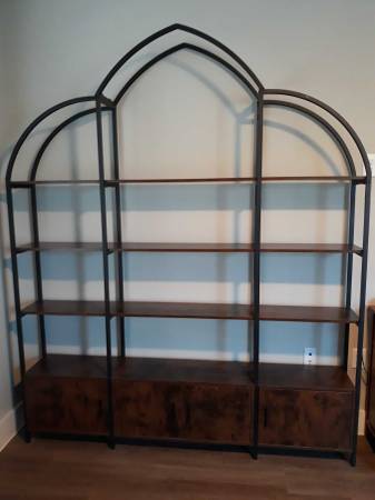 Semoic Arched Bookshelf & Bookcase With 3 Cabinets 1