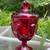 Viking Art Glass MCM Six Petal Ruby Red Candy Jar and Cover 3 thumbnail