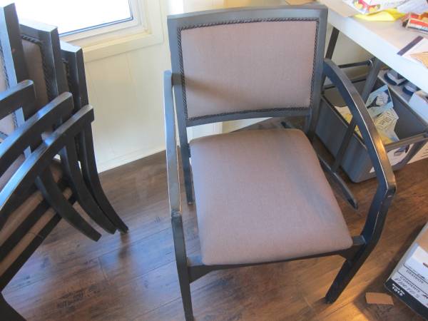 WAITING ROOM CHAIRS, 4ea. STACKABLE, WOOD, PADDED, NICE! 1