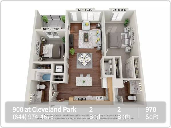 $1,464 / 2br - 970ft2 - You'll love coming home to this garden-style 2 bed / 2 bath! (Nashville - RiverNorth)63904821313283121