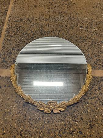Antique gold leaf plaster French 24” round mirror 1