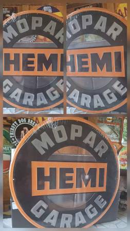 Mopar Hemi Garage Large Die Cut Metal Sign 1