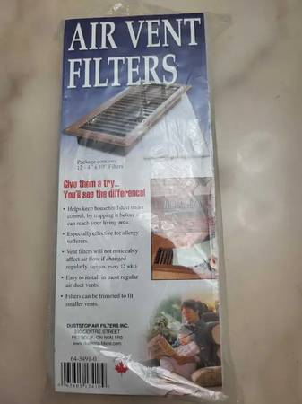 Duststop Trimmable Polyester Air Vent Filters, 4 x 10-in, 12-pk 1