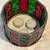 VINTAGE RED & GREEN LEADED STAINED GLASS CANDLE HOLDER 5 thumbnail