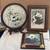 Asian Pandas Embroidered Silk in Curved Glass + Wood Holder +2 Photos 10 thumbnail