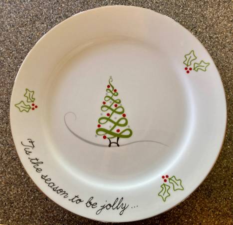8 Christmas Plates, Holiday Dinner Set Xmas Tree china serving plate 1
