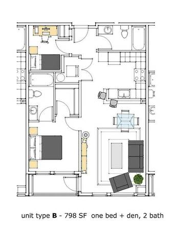 $2,005 / 1br - 798ft2 - Quiet, Top Floor, Corner Unit – 1 Bed+Den, 2 Bath Apartment (Barkley Village)64213546127619121